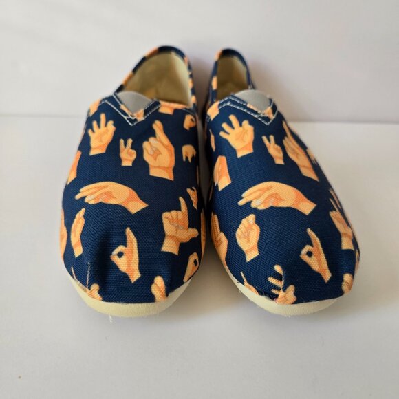 Women's Slip-On Shoes, Alpargata,  Sign Language Printed, Size 9 M - Picture 2 of 5